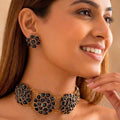 Black Crystal Set of Necklace and Earring (Pack of 1) - Canis couture