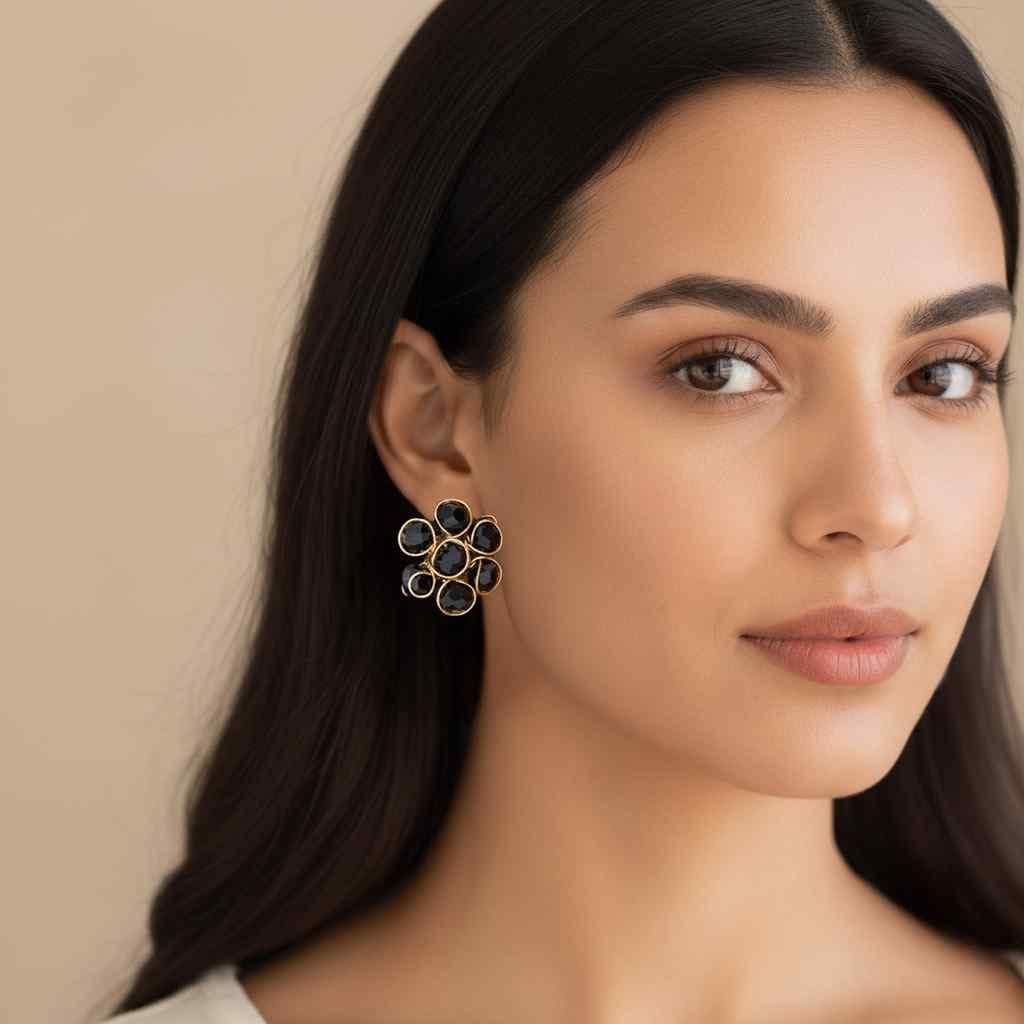 Black Crystal Set of Necklace and Earring (Pack of 1) - Canis couture