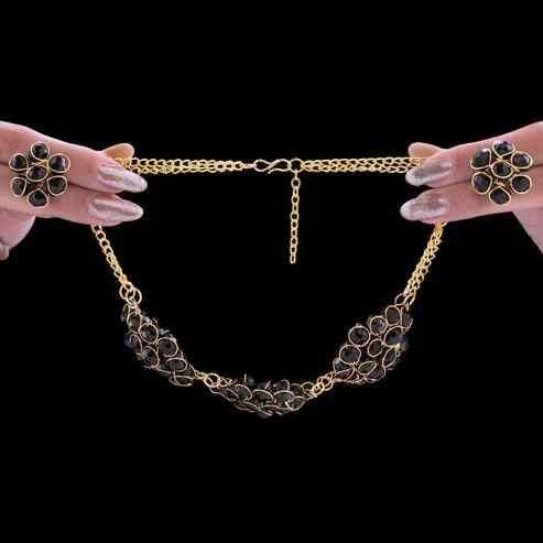 Black Crystal Set of Necklace and Earring (Pack of 1) - Canis couture