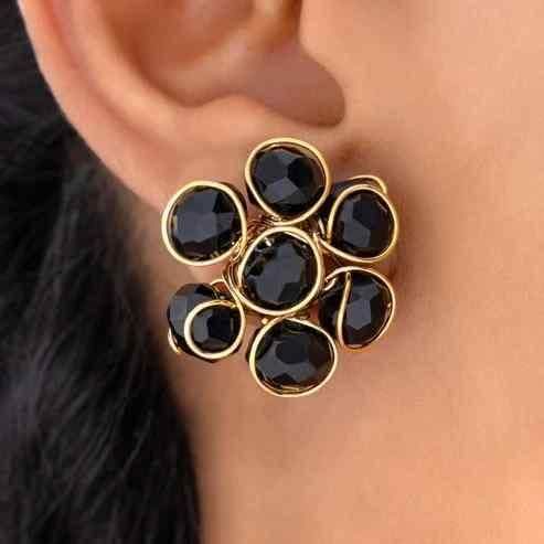 Black Crystal Set of Necklace and Earring (Pack of 1) - Canis couture