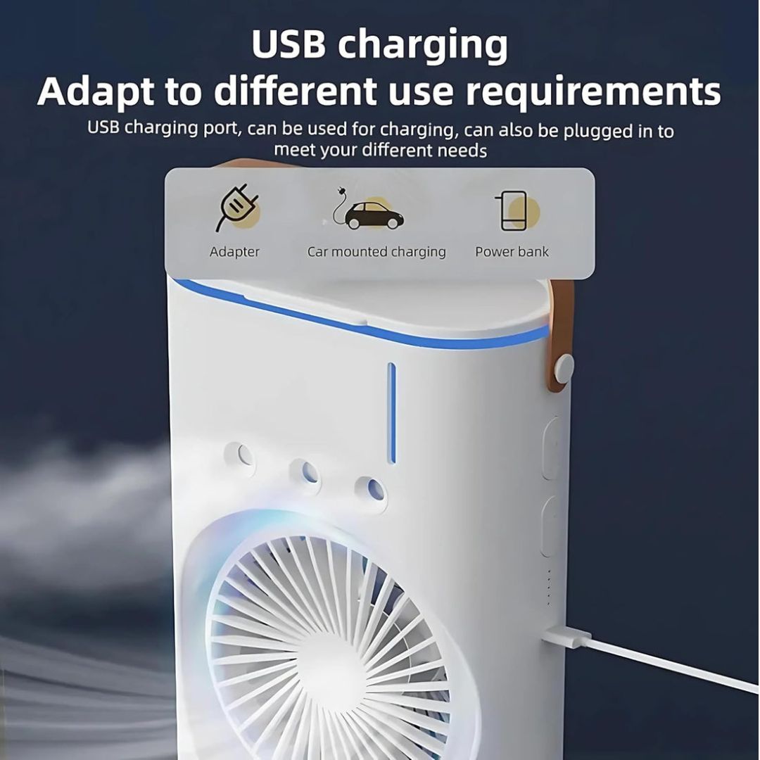 Portable Fan Double Ended Spray Fan Desk Fan with Cooler USB Rechargeable