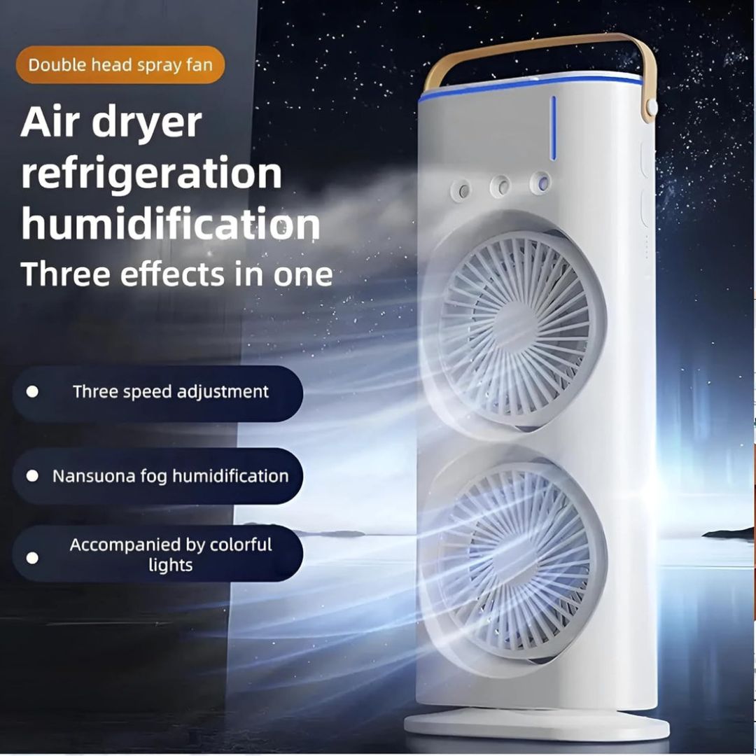 Portable Fan Double Ended Spray Fan Desk Fan with Cooler USB Rechargeable