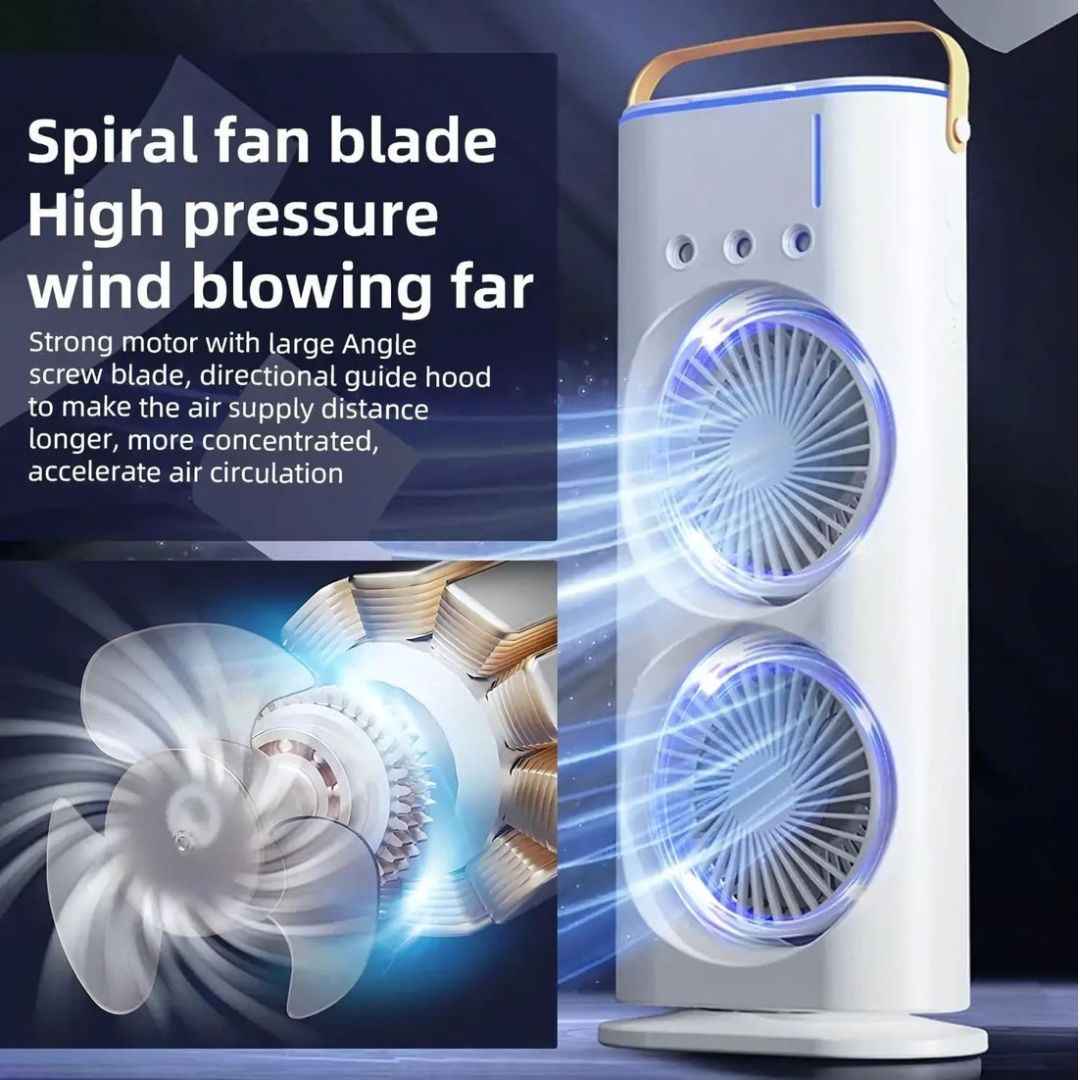 Portable Fan Double Ended Spray Fan Desk Fan with Cooler USB Rechargeable