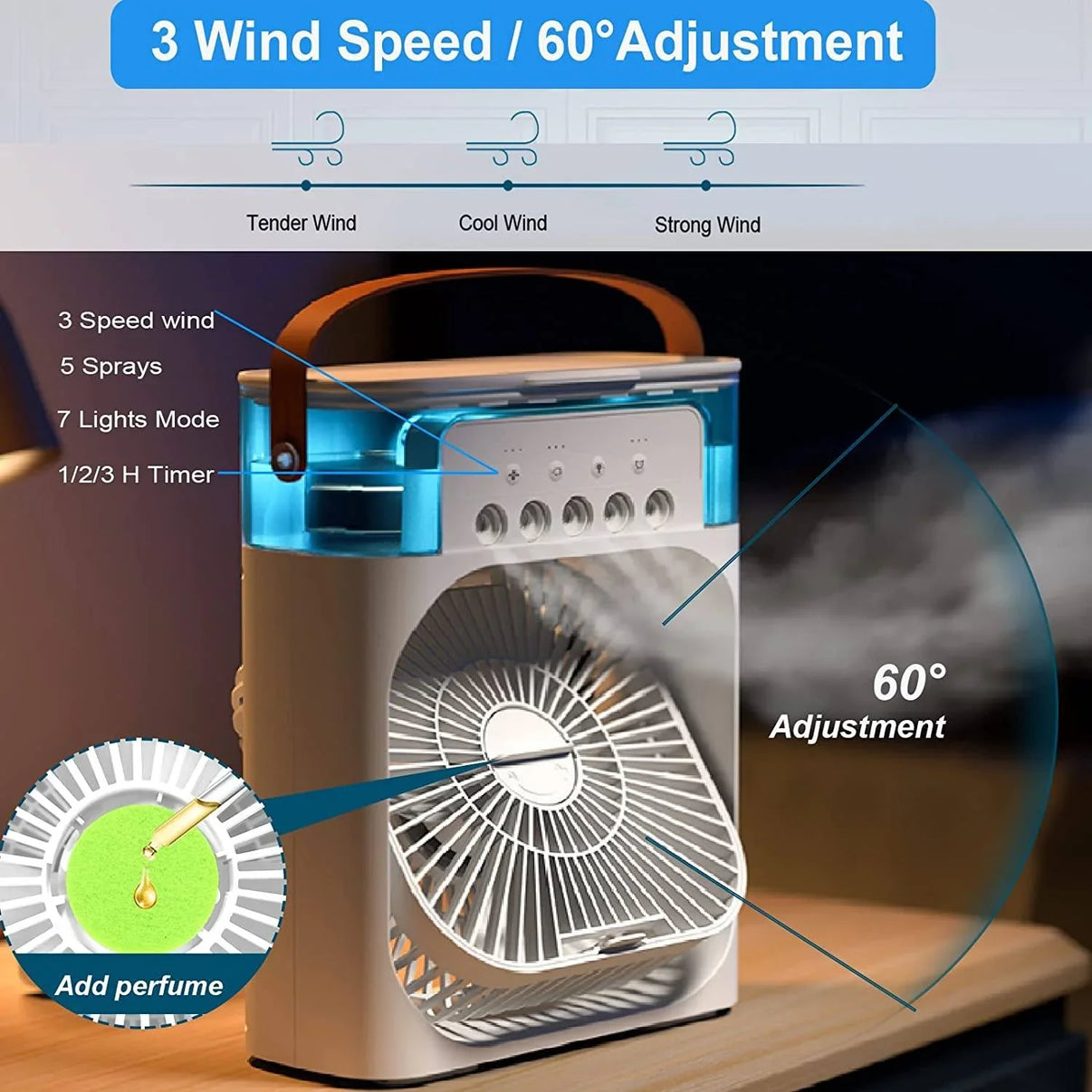 Portable Humidifier Air Cooler Mist Fan Mini Cooler for Home