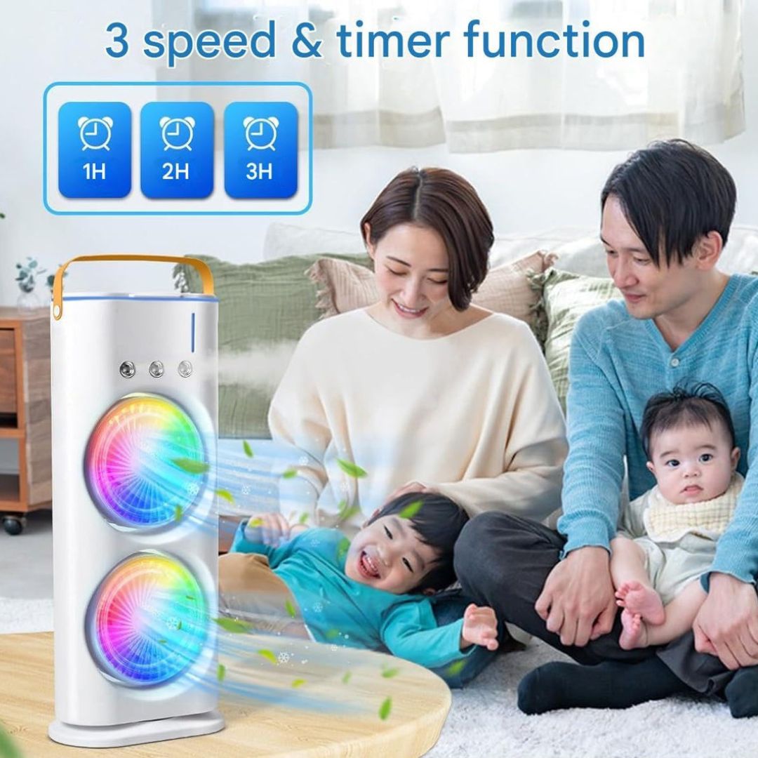 Portable Fan Double Ended Spray Fan Desk Fan with Cooler USB Rechargeable